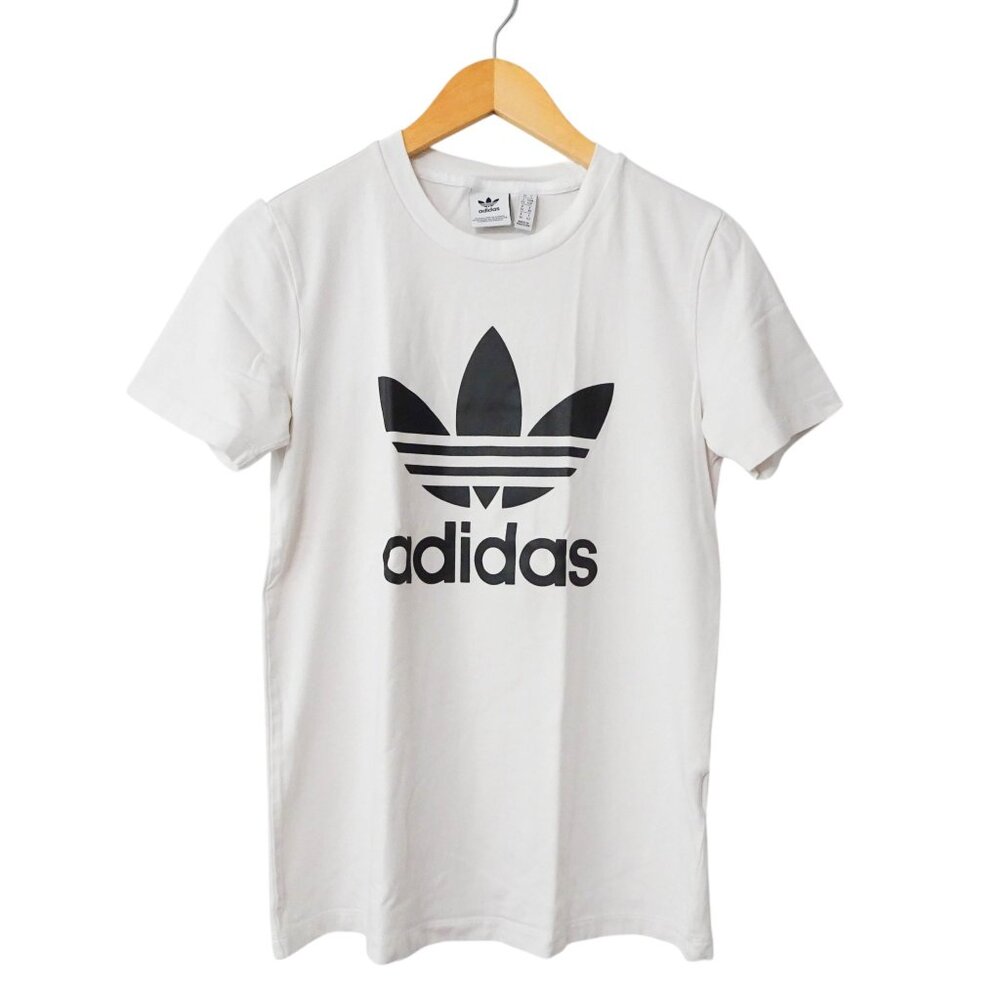 Adidas White Tshirt with Black Logo Size S